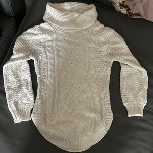 Unique ladies sweater with fold down turtle neck